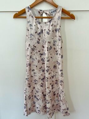 Vintage 90s Jodi Michaels Satin Floral Slip Dress Keyhole Back Grunge Coquette